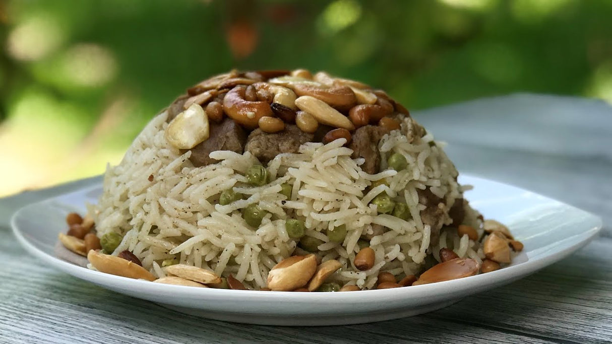 بازلاء باللحمة مع الأرز مع سلطة (4 أشخاص)